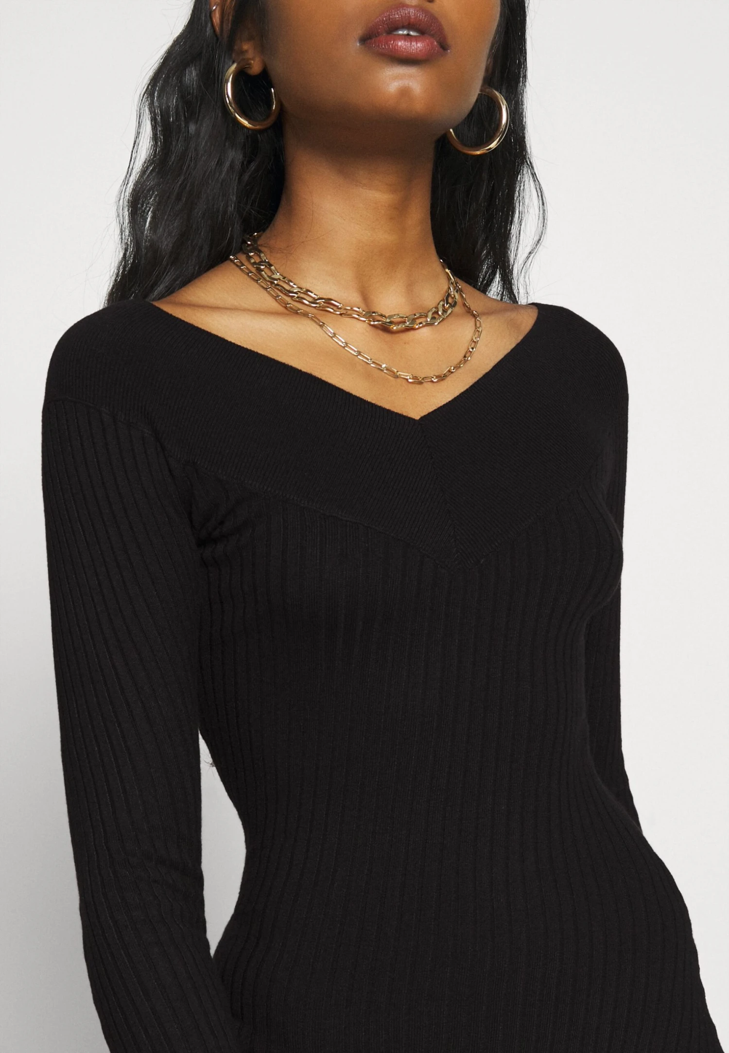 V Ausschnitt Ripp Mini Bodycon StrickkleidTubinoBlack Donna Vestiti EVF21C01P-Q11 8 V Ausschnitt Ripp Mini Bodycon StrickkleidTubinoBlack Donna Vestiti EVF21C01P-Q11 - immagine 6