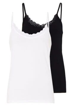 2 PackTopWhite/Black Donna T-shirt E Top EVI21D006-A11