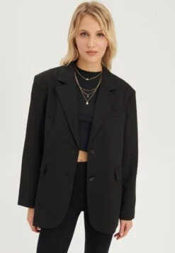 Even&Odd Oversize KurzmantelGiacca LeggeraBlack Donna Giacche E Blazer EV421U03H-Q11 -Even&Odd 5c62d1da72374923a420cd687d0a514a