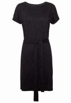 Even&Odd Basic Short Sleeves Mini Belted Dress - Vestito Di Maglina - Black/Black -Even&Odd 9fc626ec4d334daa964130a1188ad1db