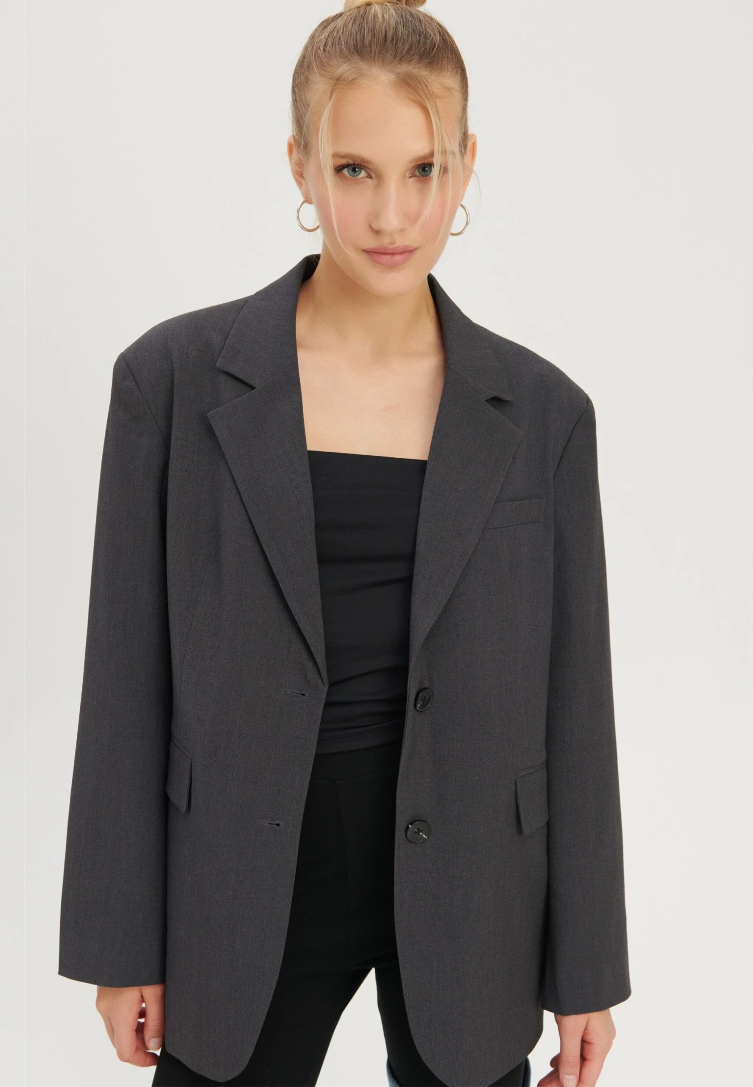 Even&Odd Oversize Kurzmantel - Giacca Leggera - Mottled Grey 3 Even&Odd Oversize Kurzmantel - Giacca Leggera - Mottled Grey