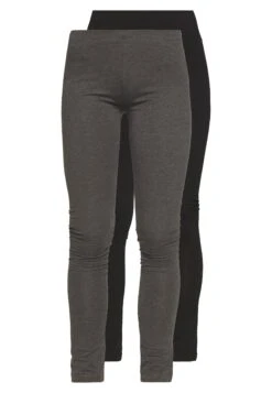 Even&Odd 2 Pack - Leggings - Black/Mottled Dark Grey